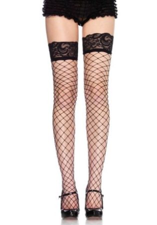 729037 FENCE NET STOCKING W/ LACE TOP O/S BLK 729037 FENCE NET STOCKING W/ LACE TOP O/S BLK
