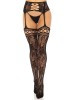 Rose Backseam Stockings with Garter Belt - Black O/S
